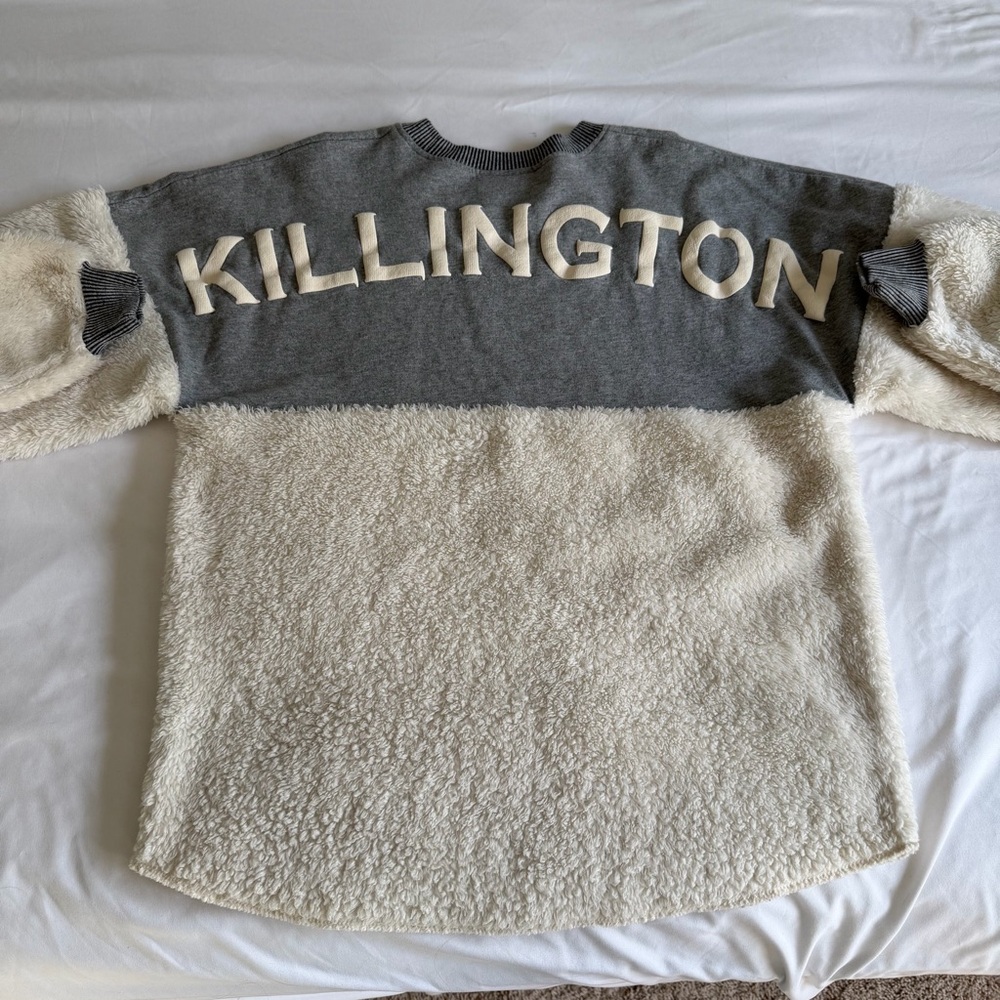 Spirit Jersey Killington Vermont Sherpa Gray White Sweatshirt Apres Ski - Picture 9 of 14